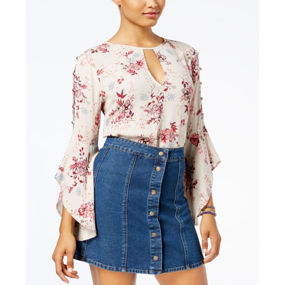 Gypsies Moondust Juniors Gigi Printed Keyhole Top